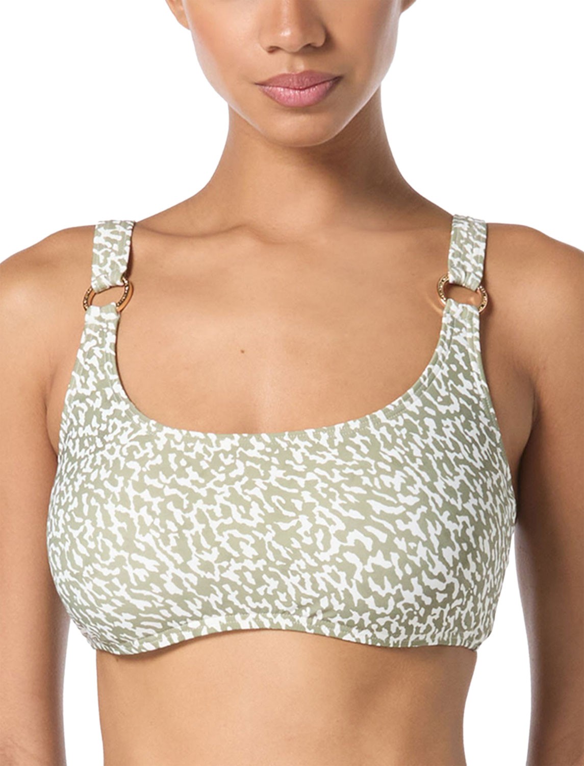 Michael Kors Cheetah Scoop-Neck Bikini Top