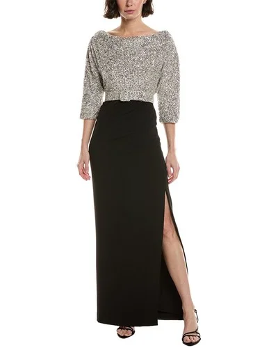 Badgley Mischka Sequin Crepe Gown, Black Badgley Mischka Sequin Crepe Gown, Black