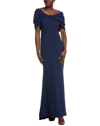 Badgley Mischka Twist Drape Gown, Blue Badgley Mischka Twist Drape Gown, Blue