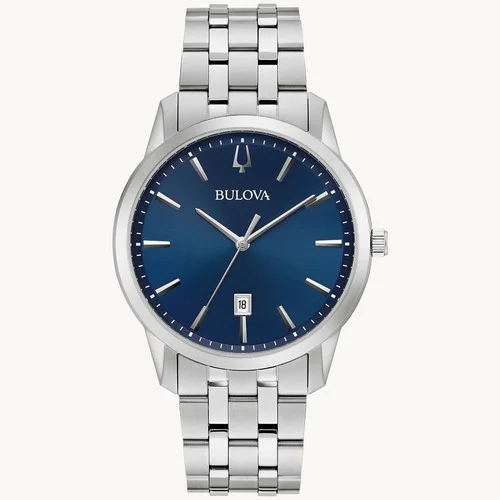 Bulova Sutton Men's Quartz Silver Date Display Blue Dial Watch 40mm 96B338 Bulova Sutton Men's Quartz Silver Date Display Blue Dial Watch 40mm 96B338
