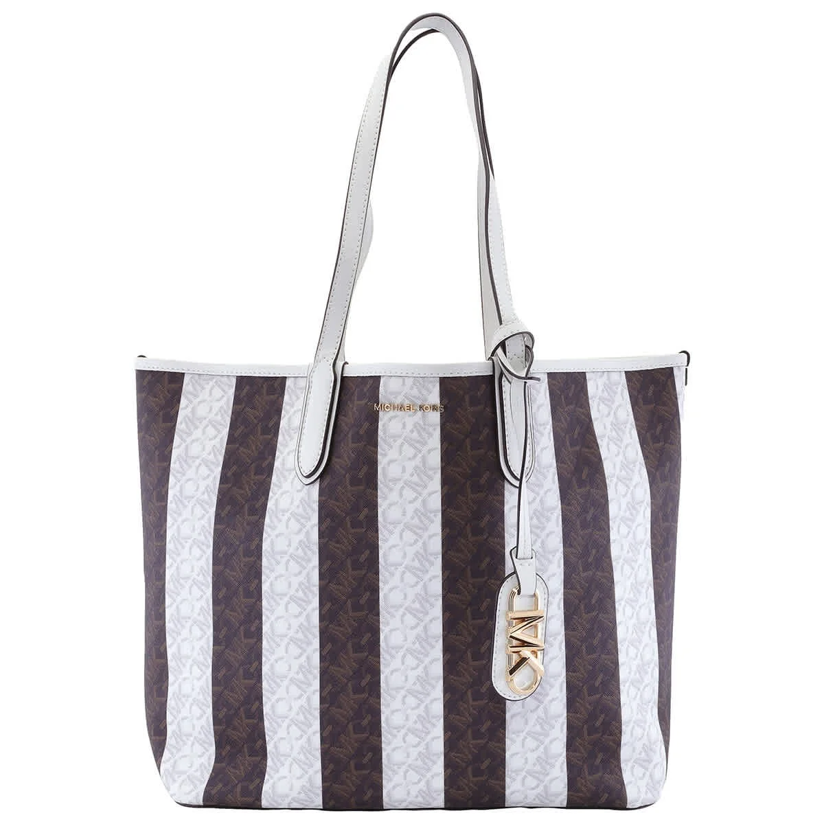 Michael Kors Eliza Large Striped Tote Bag, Chocolate/Cream Michael Kors Eliza Large Striped Tote Bag, Chocolate/Cream