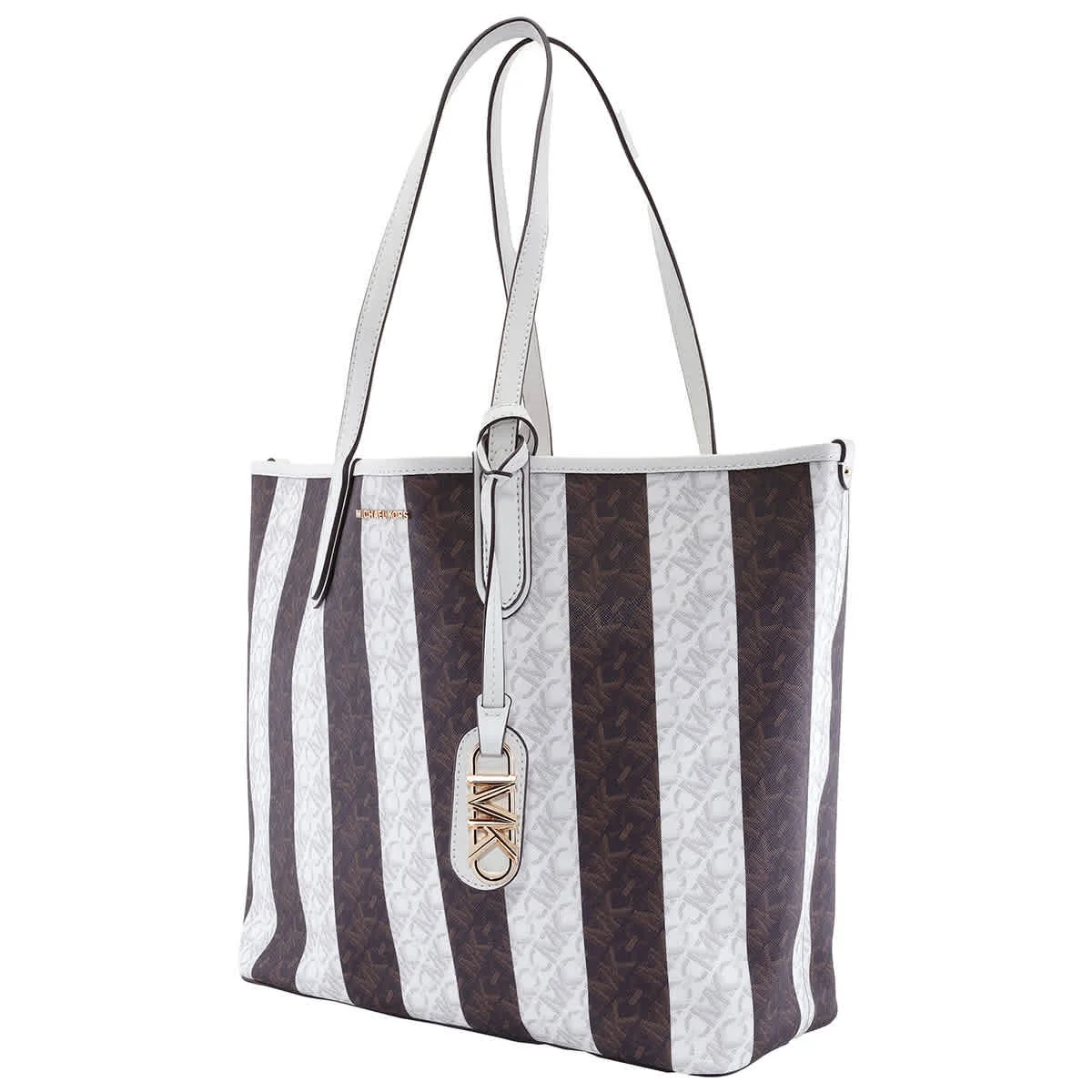 Michael Kors Eliza Large Striped Tote Bag, Chocolate/Cream Michael Kors Eliza Large Striped Tote Bag, Chocolate/Cream