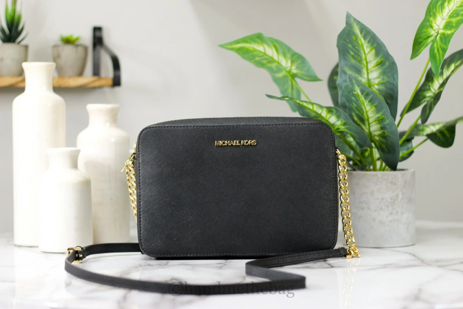 Michael Kors Jet Set Large East West Crossbody Bag, Black/Gold Michael Kors Jet Set Large East West Crossbody Bag, Black/Gold
