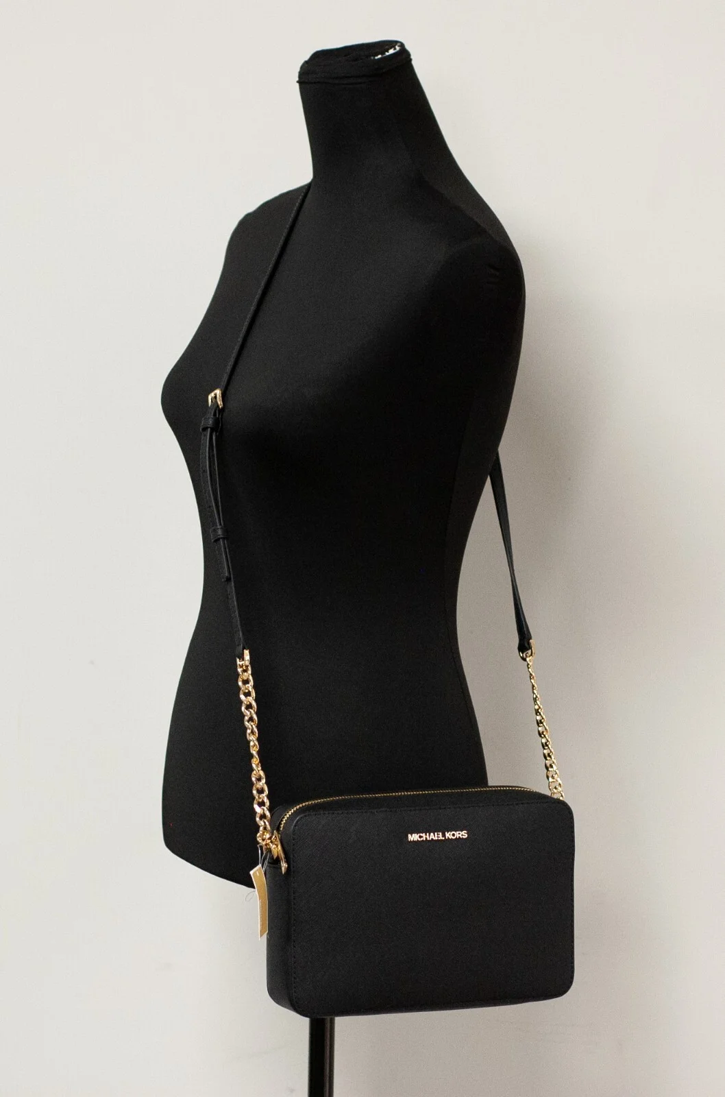 Michael Kors Jet Set Large East West Crossbody Bag, Black/Gold Michael Kors Jet Set Large East West Crossbody Bag, Black/Gold