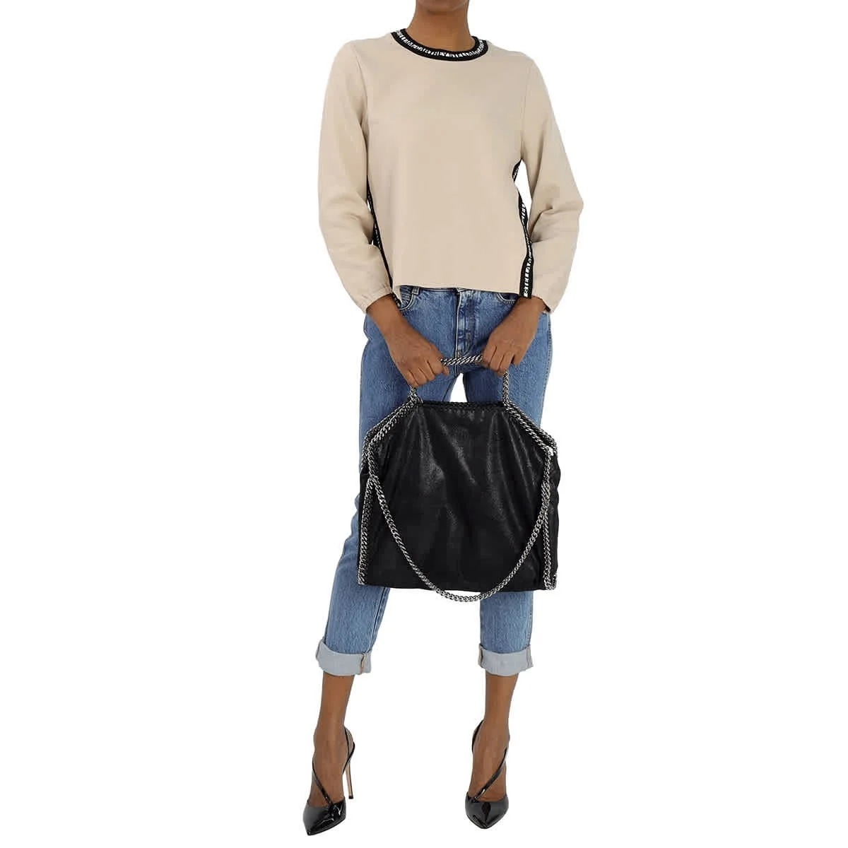 Stella McCartney Falabella Fold-Over Tote, Black Stella McCartney Falabella Fold-Over Tote, Black