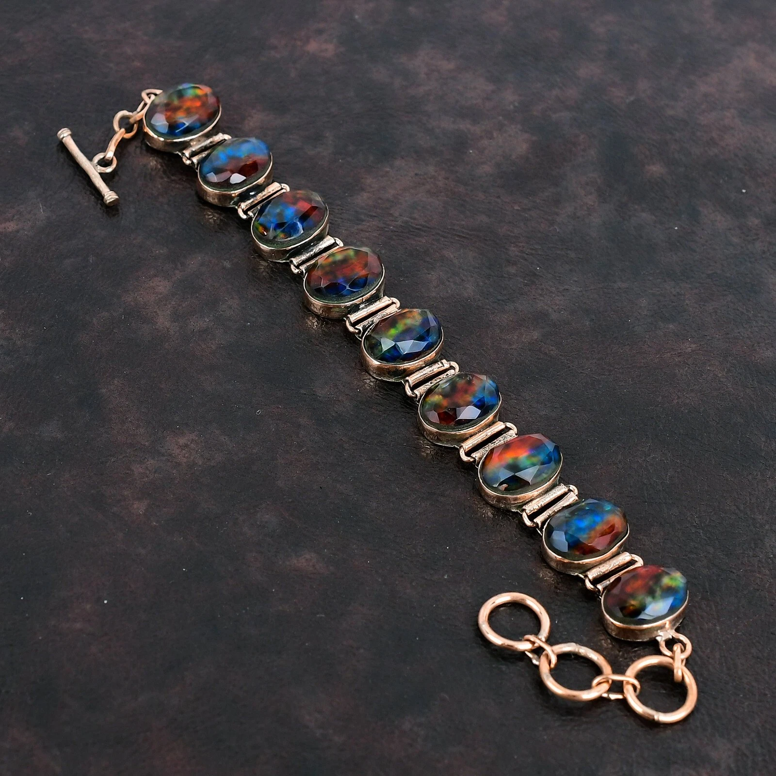 Ammolite Gemstone Copper Bracelet