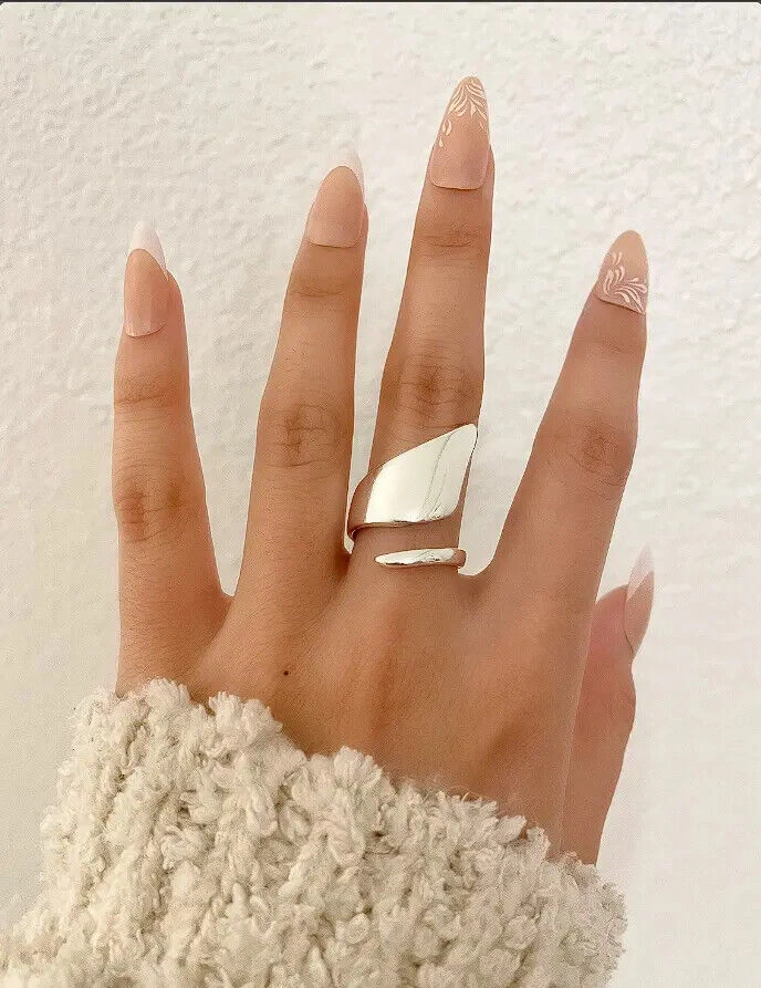 Solid 925 Sterling Wrap Silver Chunky Ring