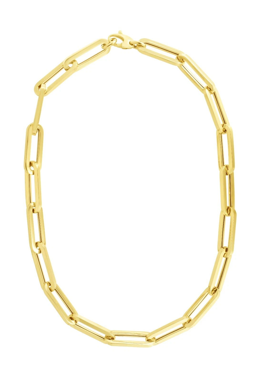 9.6mm Paperclip Link Necklace, Real 14K Yellow Gold