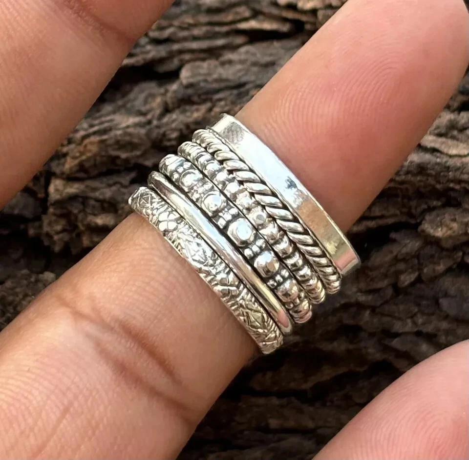 Set of 6 Sterling Silver Stacking Rings