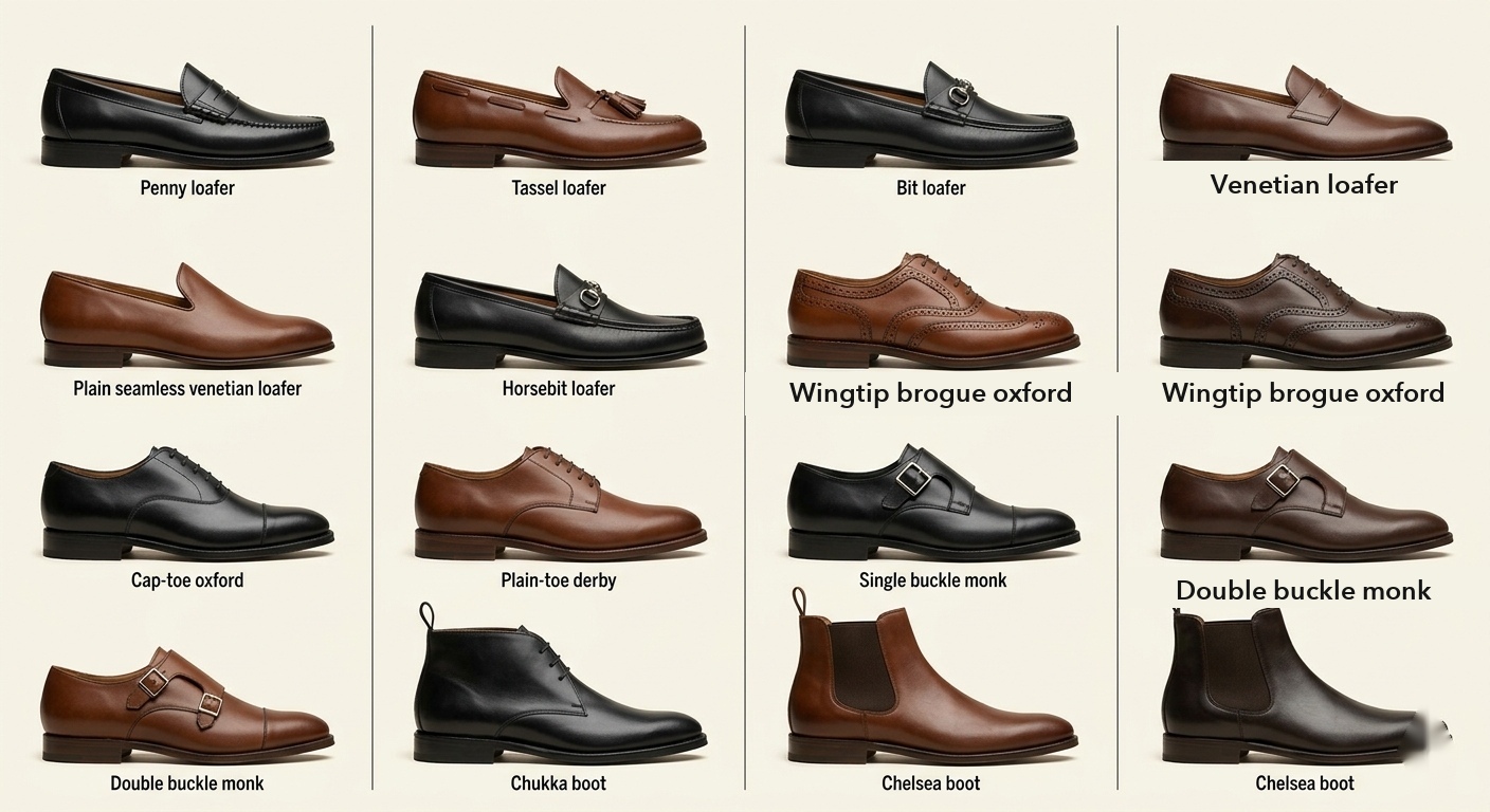 A visual guide to eleven men's dress shoe styles