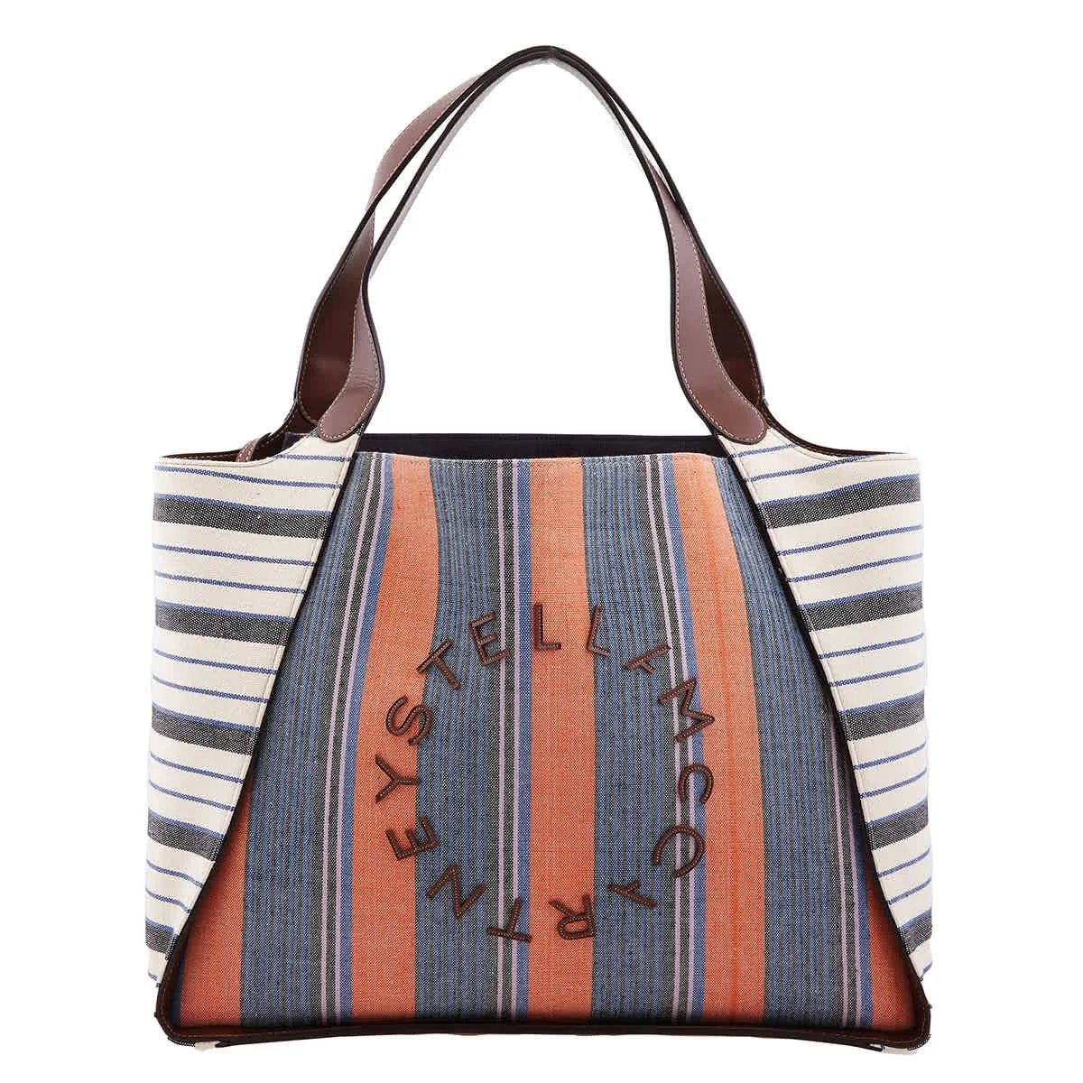 Stella McCartney Striped Logo Embroidered Cotton Tote Stella McCartney Striped Logo Embroidered Cotton Tote