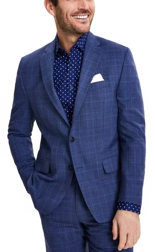 Michael Kors Classic-Fit Wool-Blend Plaid Suit Jacket, Blue
